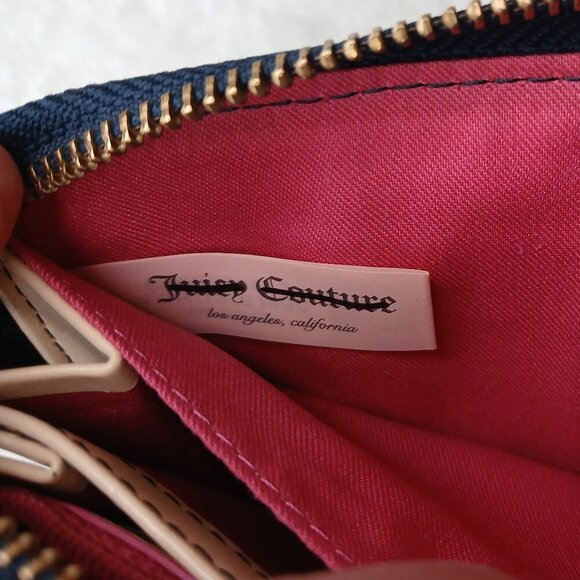 Vintage Y2K Juicy Couture Velour Polka Dot Wallet Navy Blue - Picture 4 of 7